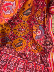 Orange and Red Single ikkat patan patola