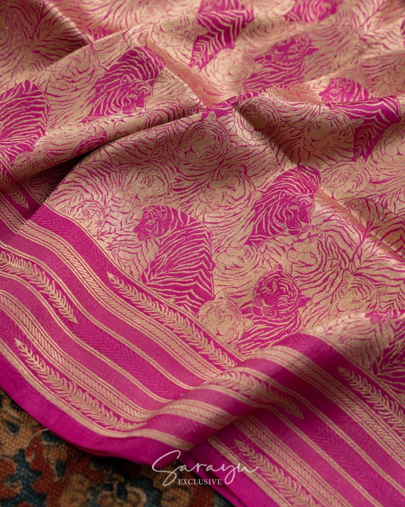 Statement Pink Raw mango Brocade Banarasi silk