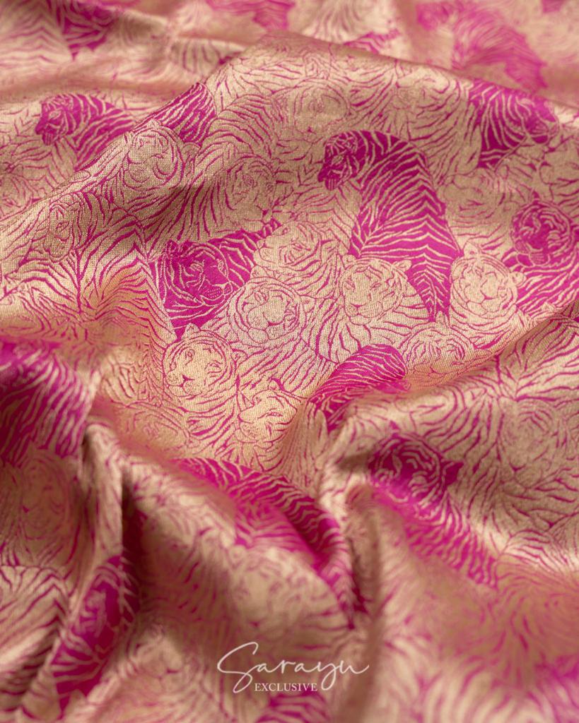 Statement Pink Raw mango Brocade Banarasi silk