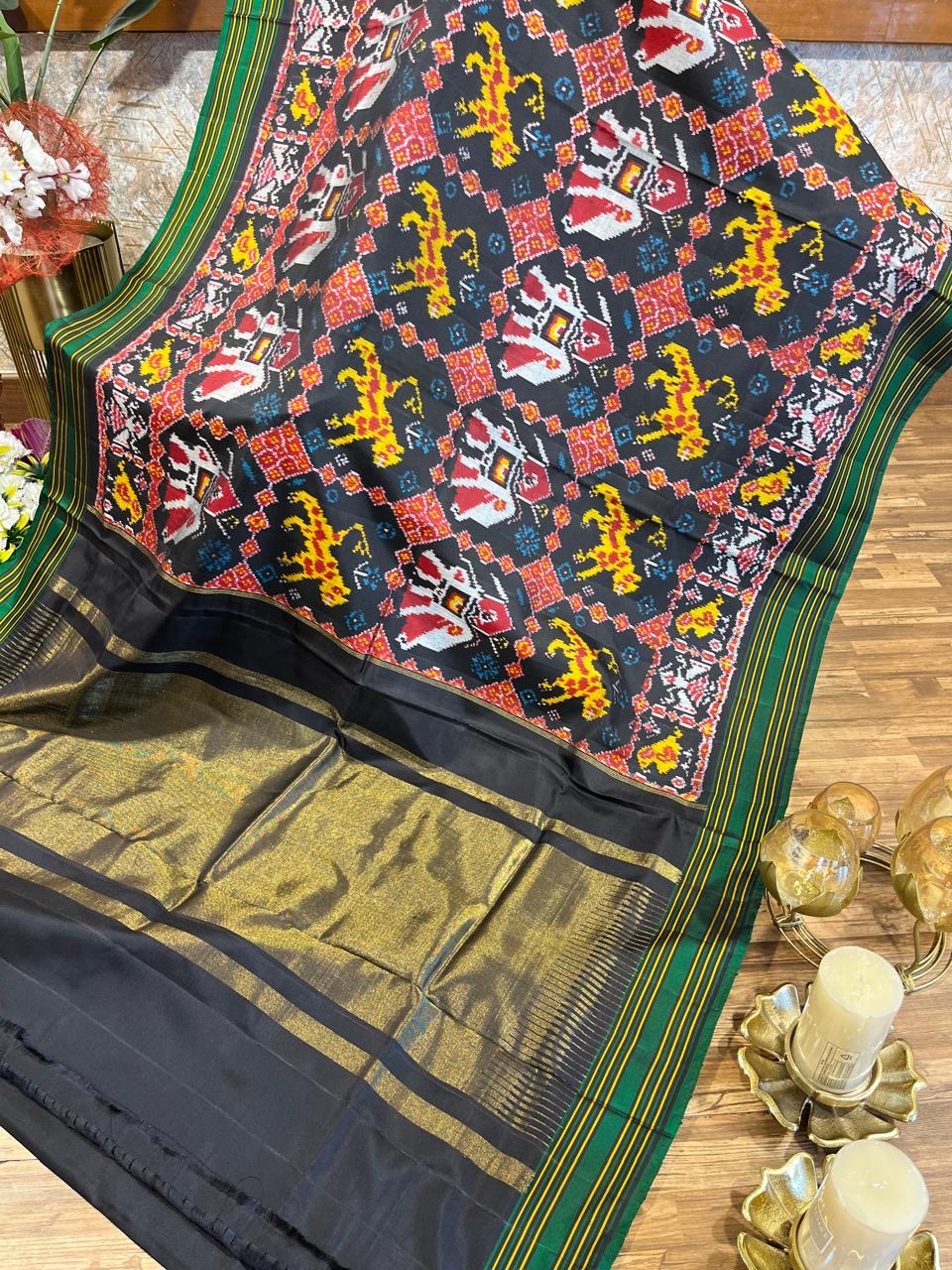 Black and Green Twill ikkat