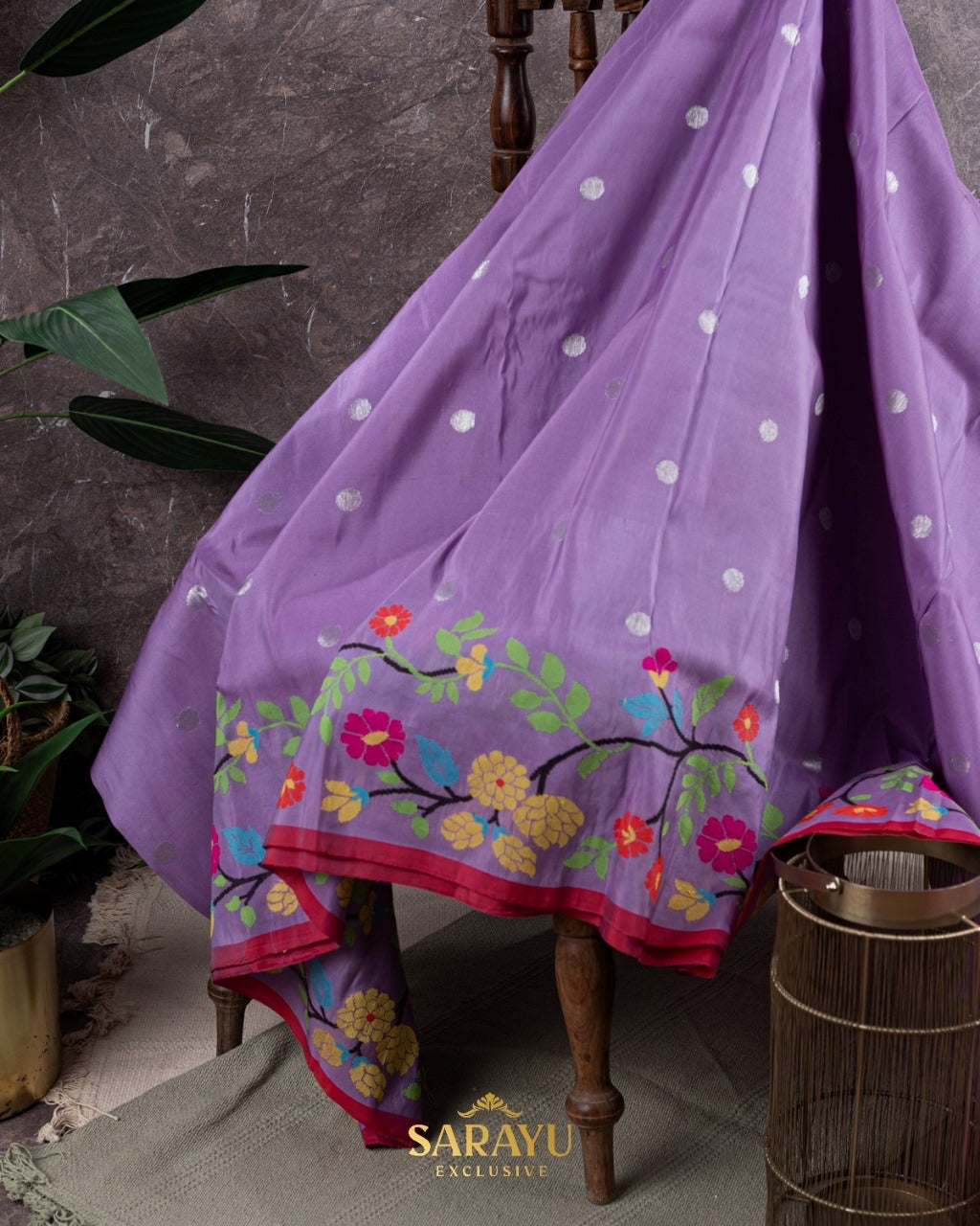 Lavender And Red Pure Real Zari Exclusive Kota