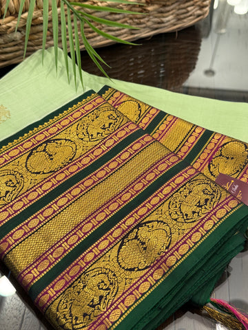 Rexona Green and Bottle Green Pure Kanchi Vintage Pattu