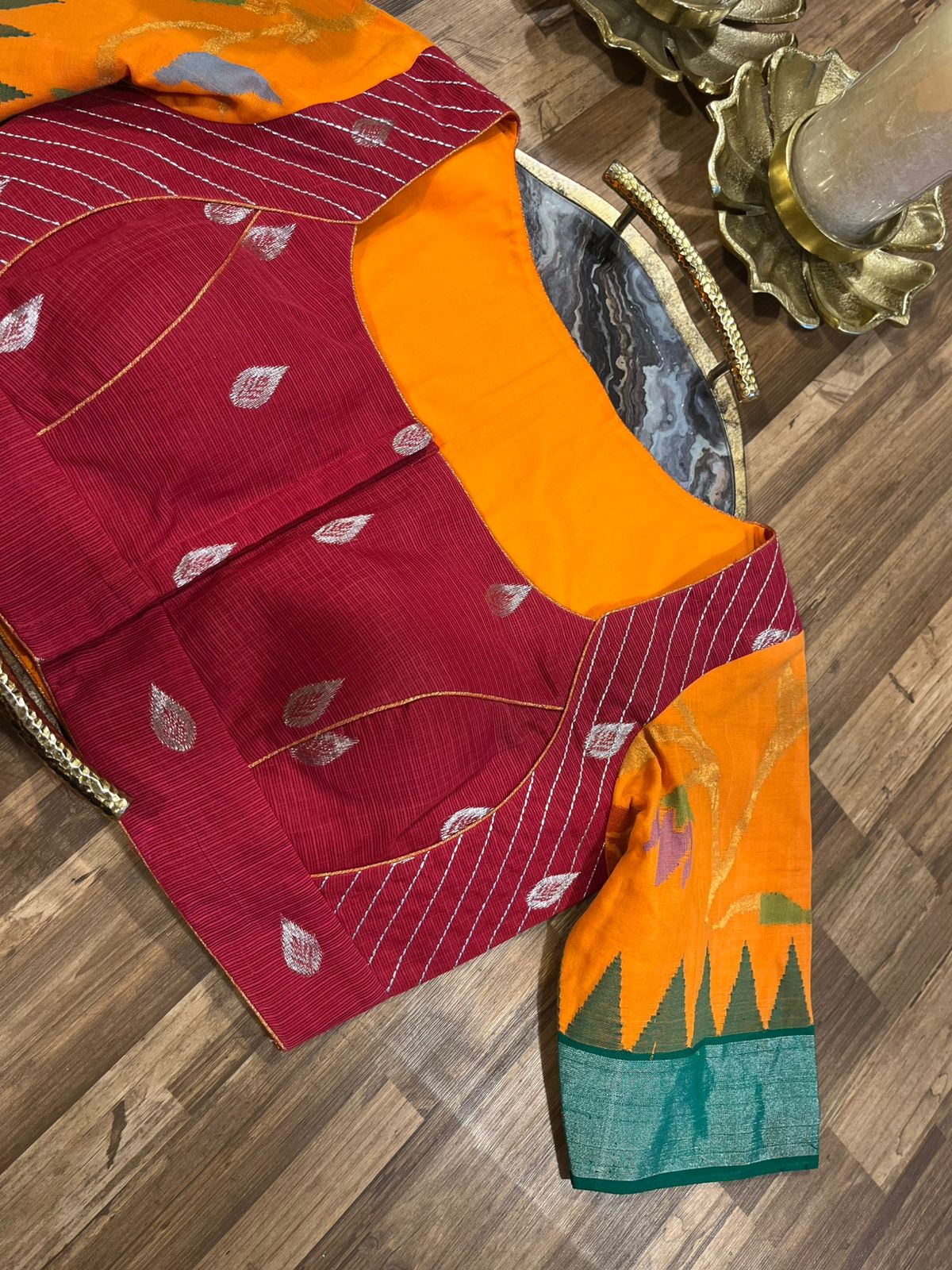 Kota and Jamdhani Fusion Blouse