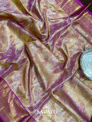 Pink Kalanetha (double shaded) Exclusive Meena Weave Soft Drape Tissue Kanchi Pattu
