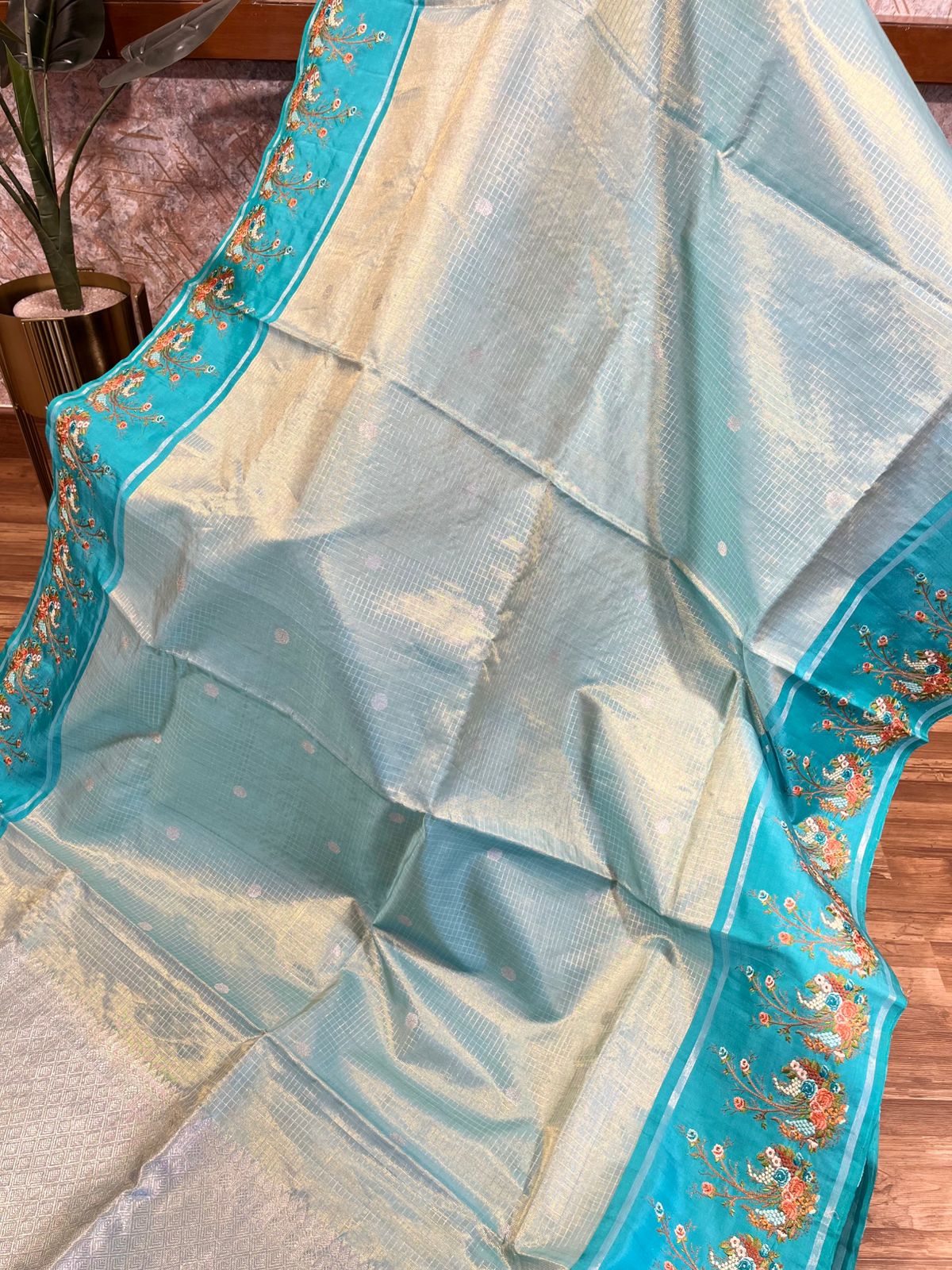 Kanchi Pattu Tissue Customized Handworked Border