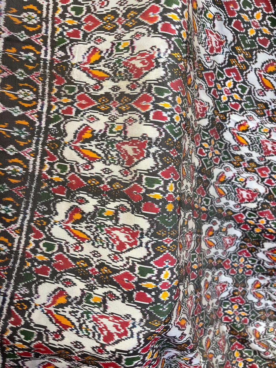 White , Black and Red Twill ikkat