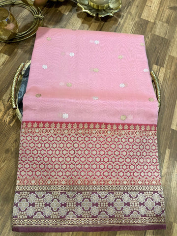 Peach Banarasi Kora Silk