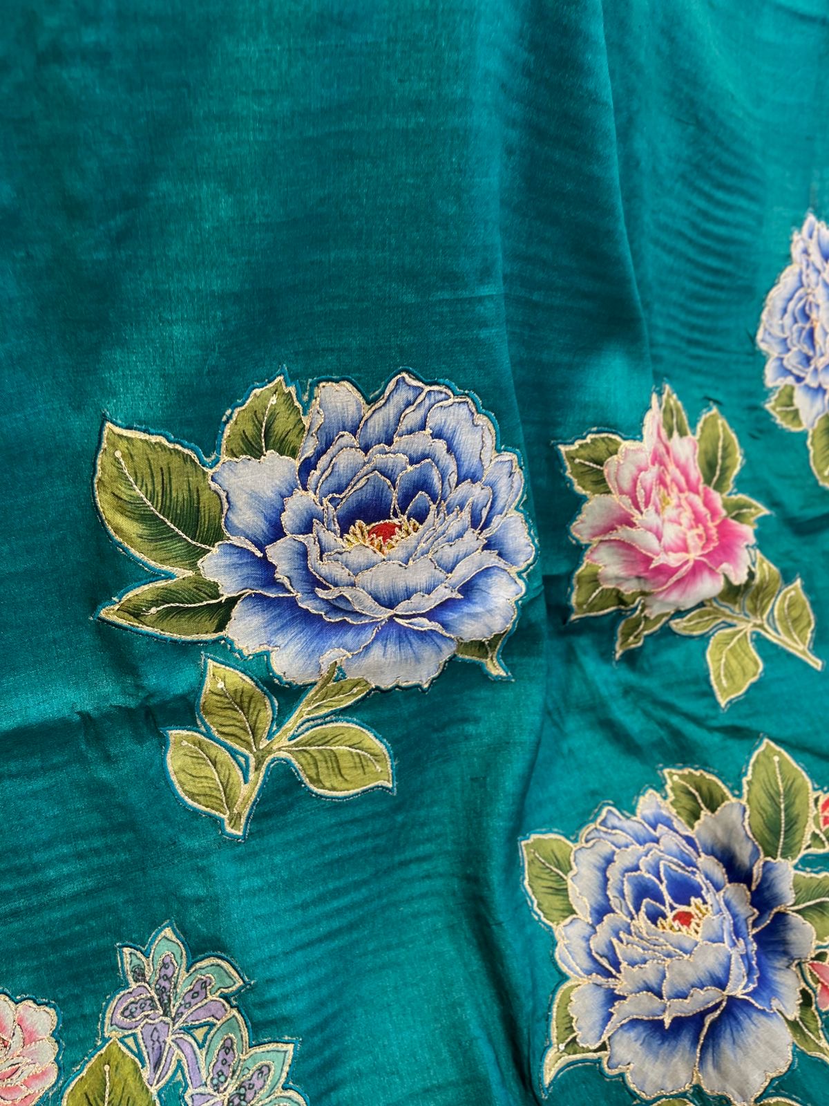 Peacock Blue Shade Pure Tussar Saree