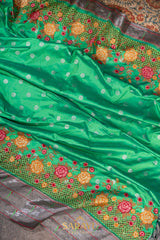 Green Cutwork Embrodered Triple Saree