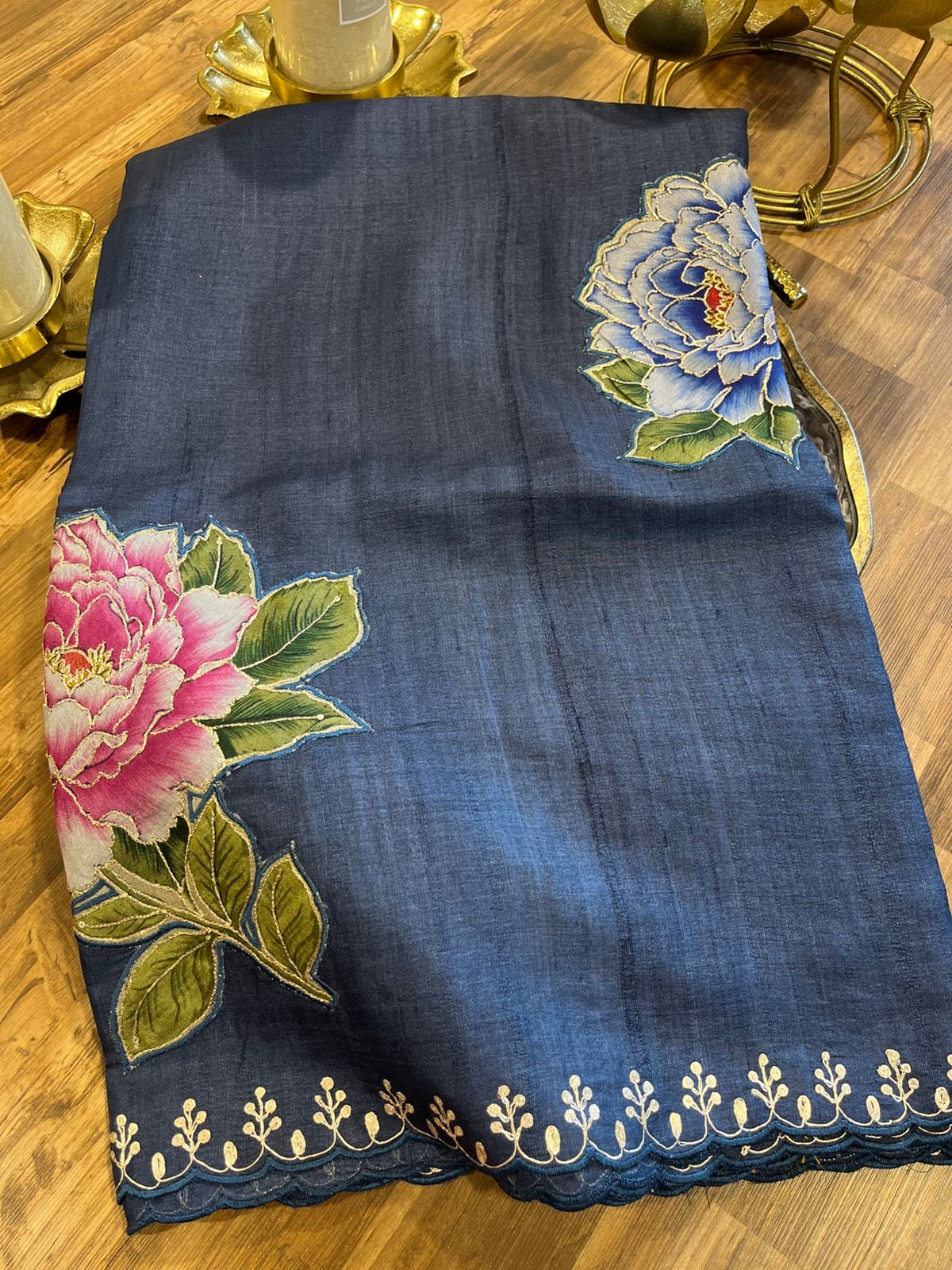 Navy Shade Pure Tussar Saree