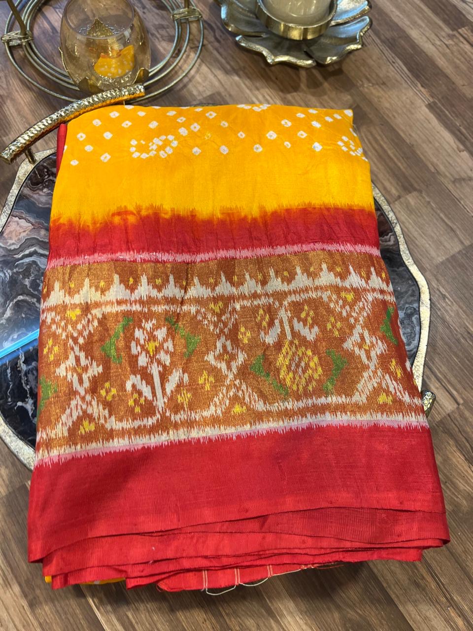 Bright and Beautiful Designer Hand Bandhini on Ikat