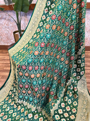 Emerald Green Banarasi Bandhini Georgette