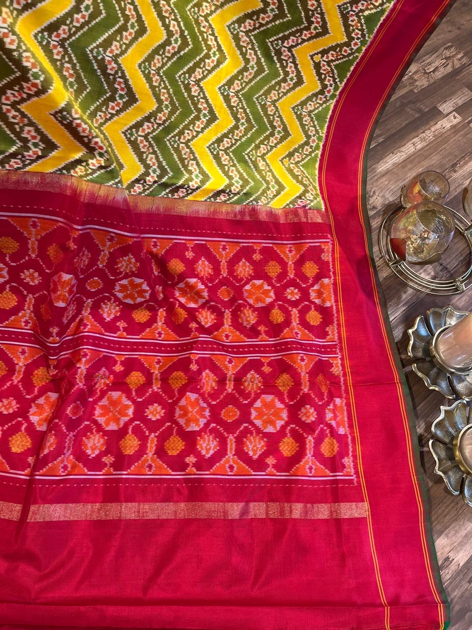 Yellow and Red Twill ikkat