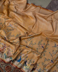 Light Yellow Designer Exclusive Tussar Silk