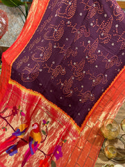 Brown Triple Muniya Paithani Bandhini