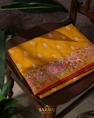 Mustard Yellow Pure Tussar Silk
