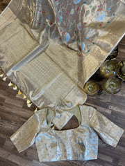 Beige Fancy Tissue Silk