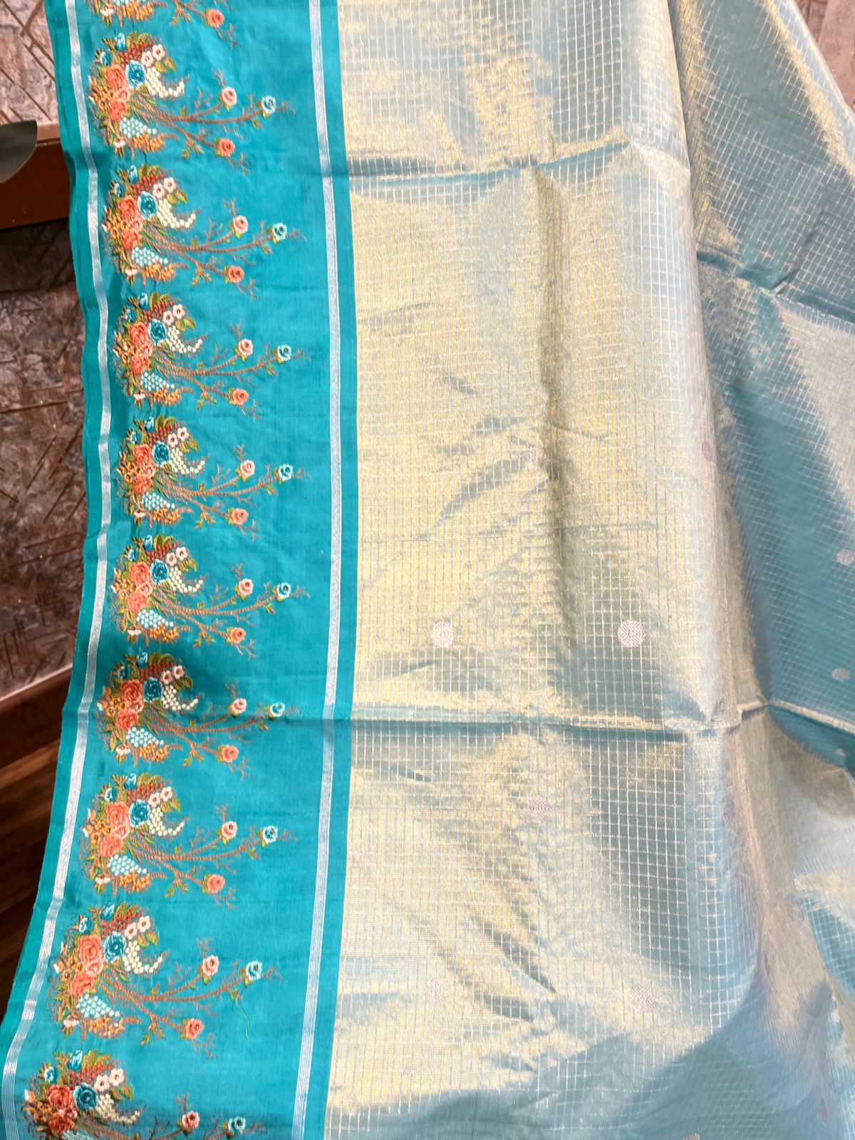 Kanchi Pattu Tissue Customized Handworked Border