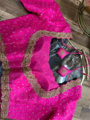 Rani Pink Pure Rawsilk Handworked Blouse