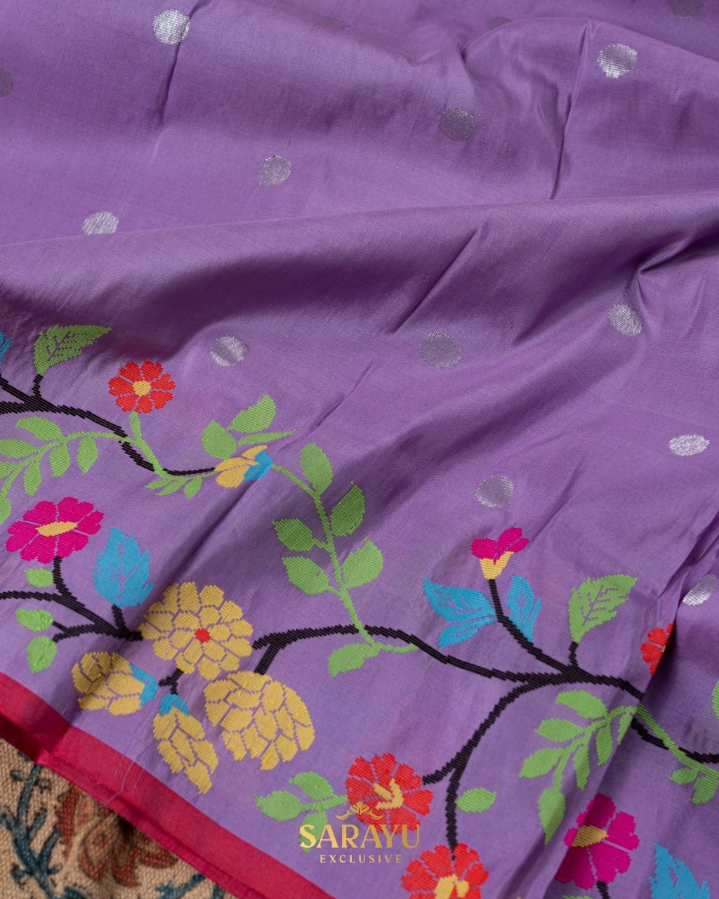 Lavender And Red Pure Real Zari Exclusive Kota