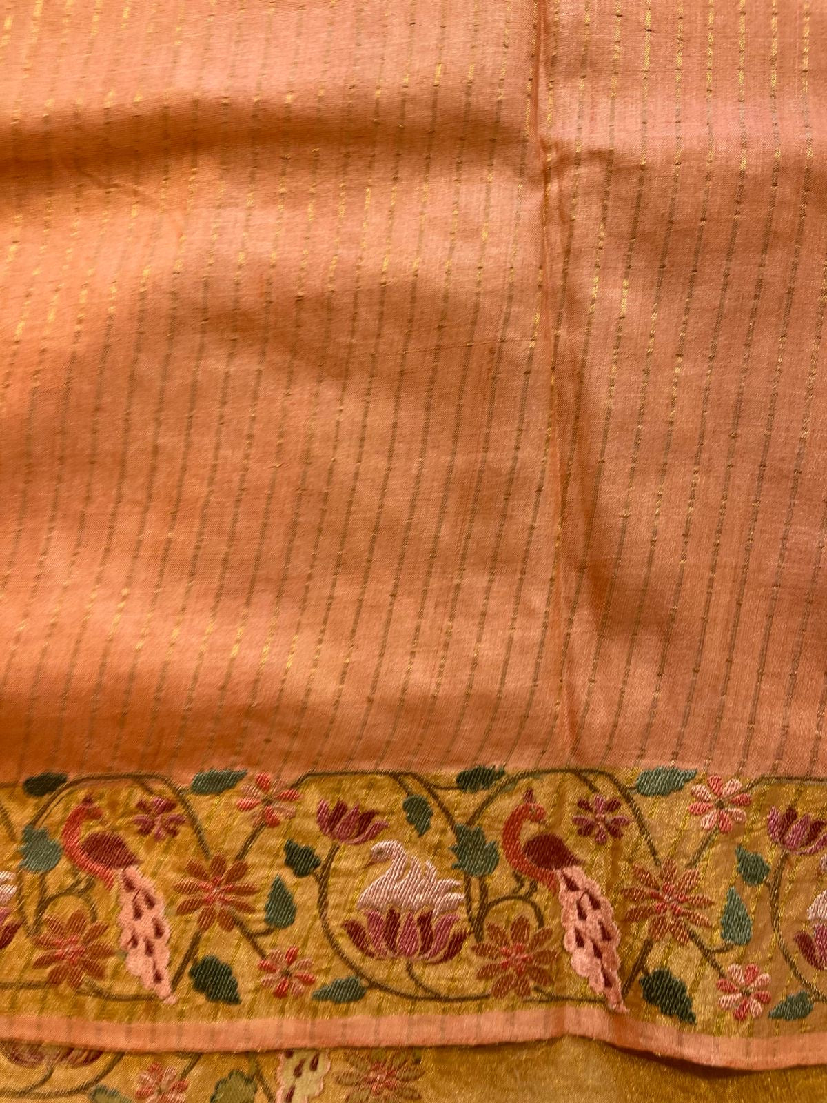 Peach Shade Pure Tussar Saree