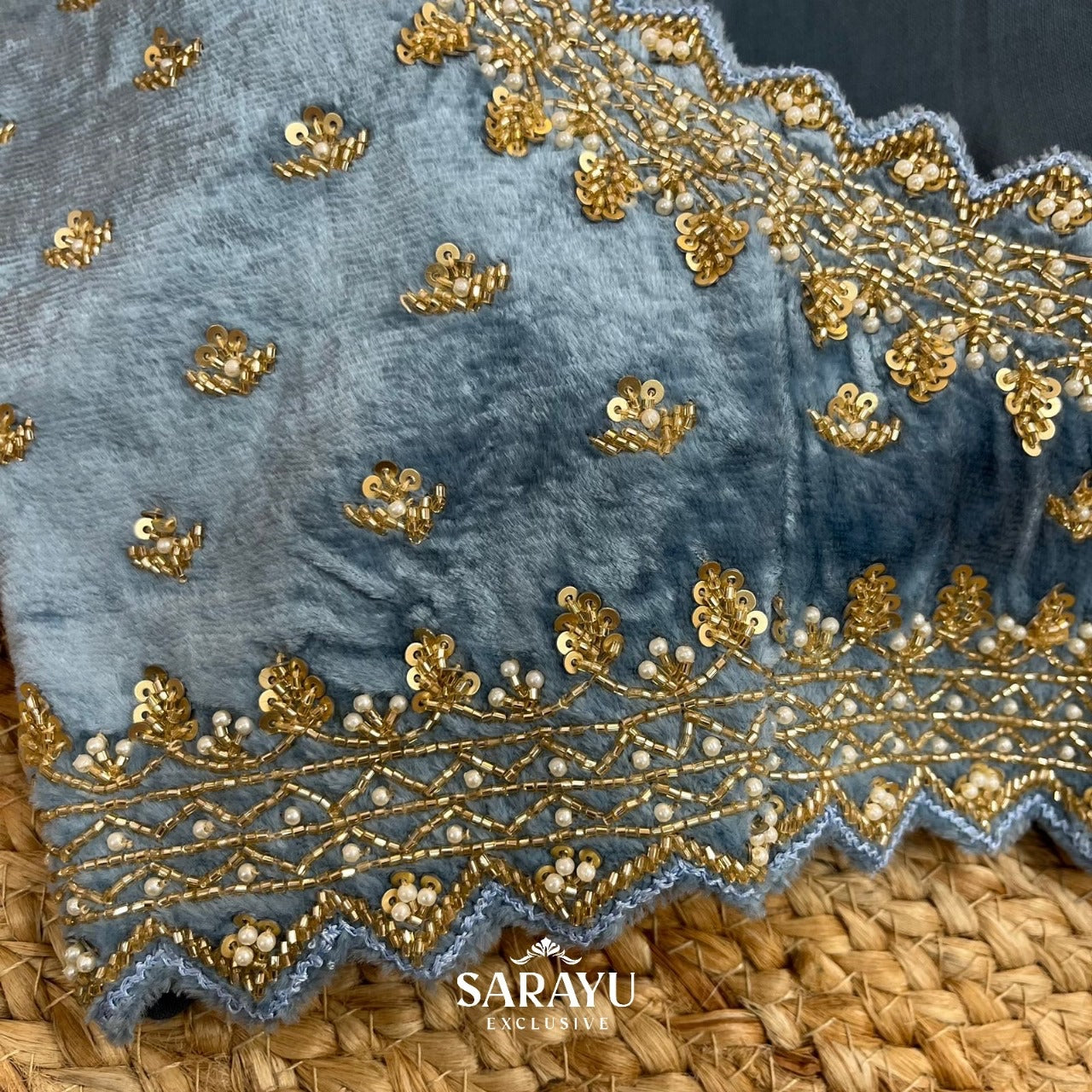 Powder Blue  Handworked Blouse