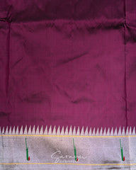 Wine Pure Silk Paithani With Silver Single Muniya Border !