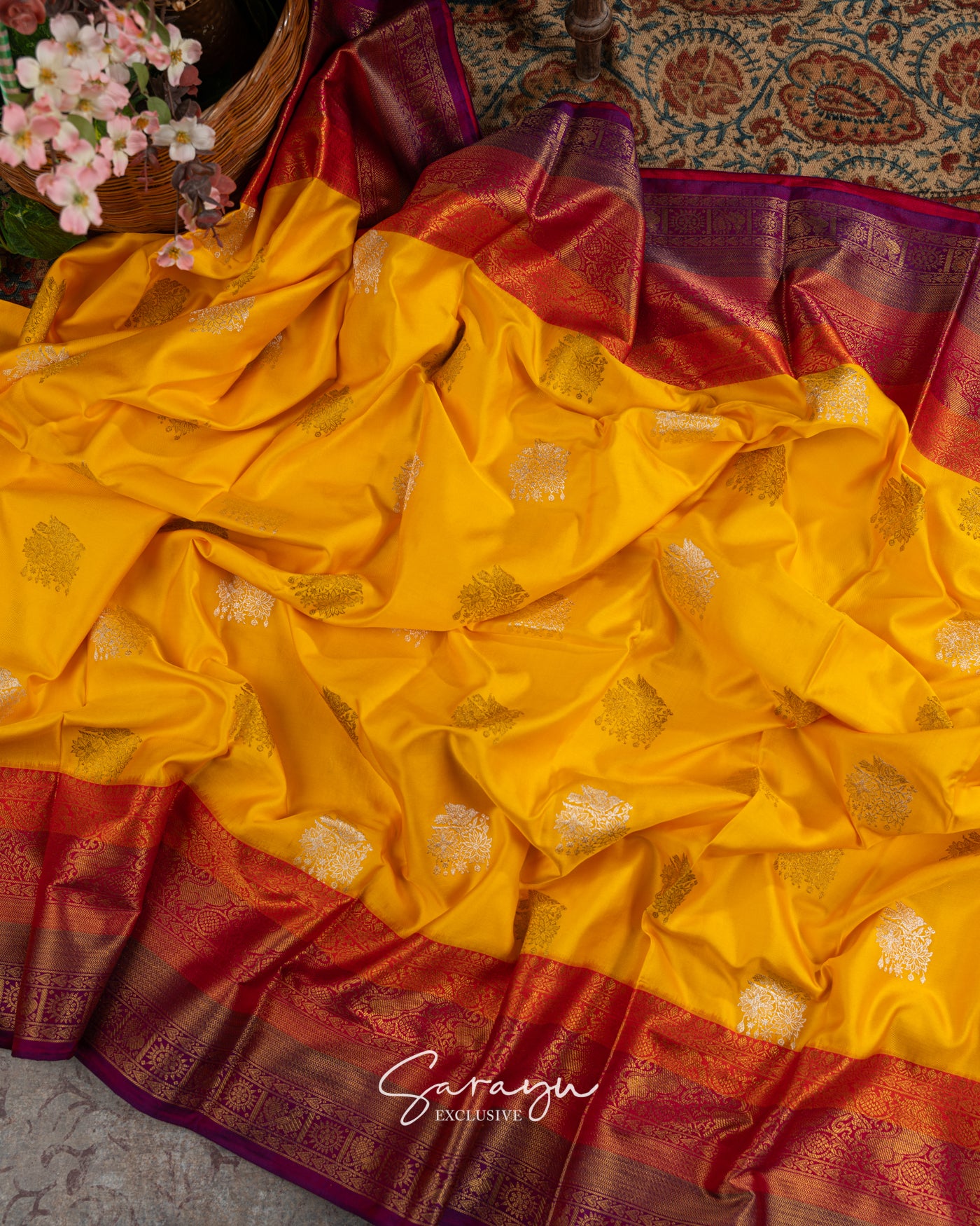 Bright and Beautiful Authentic Yellow  Twill Kanchi Pattu
