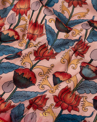 Light Pink and Red Pure Kanchi Handpainted Kalamkari