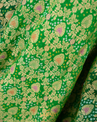 Parrot Green and Dark Green Combination Pure Banarasi Georgette