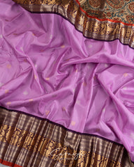 Old Rose Violet and Deep Wine Color Combination Double Weave Gadwal Pattu