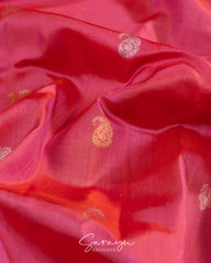 Deep Coral Pink and Violet Color Combination Double Weave Gadwal Pattu