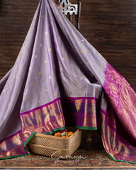 Classy Light Lavender and Purple Color Combination Double Weave Gadwal Pattu