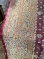 Banarasi tissue silk saree with contrast blouse