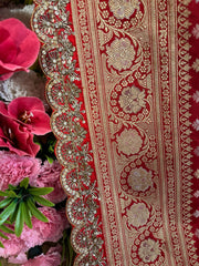 Red Exquisite Pure Banarasi Masterpiece