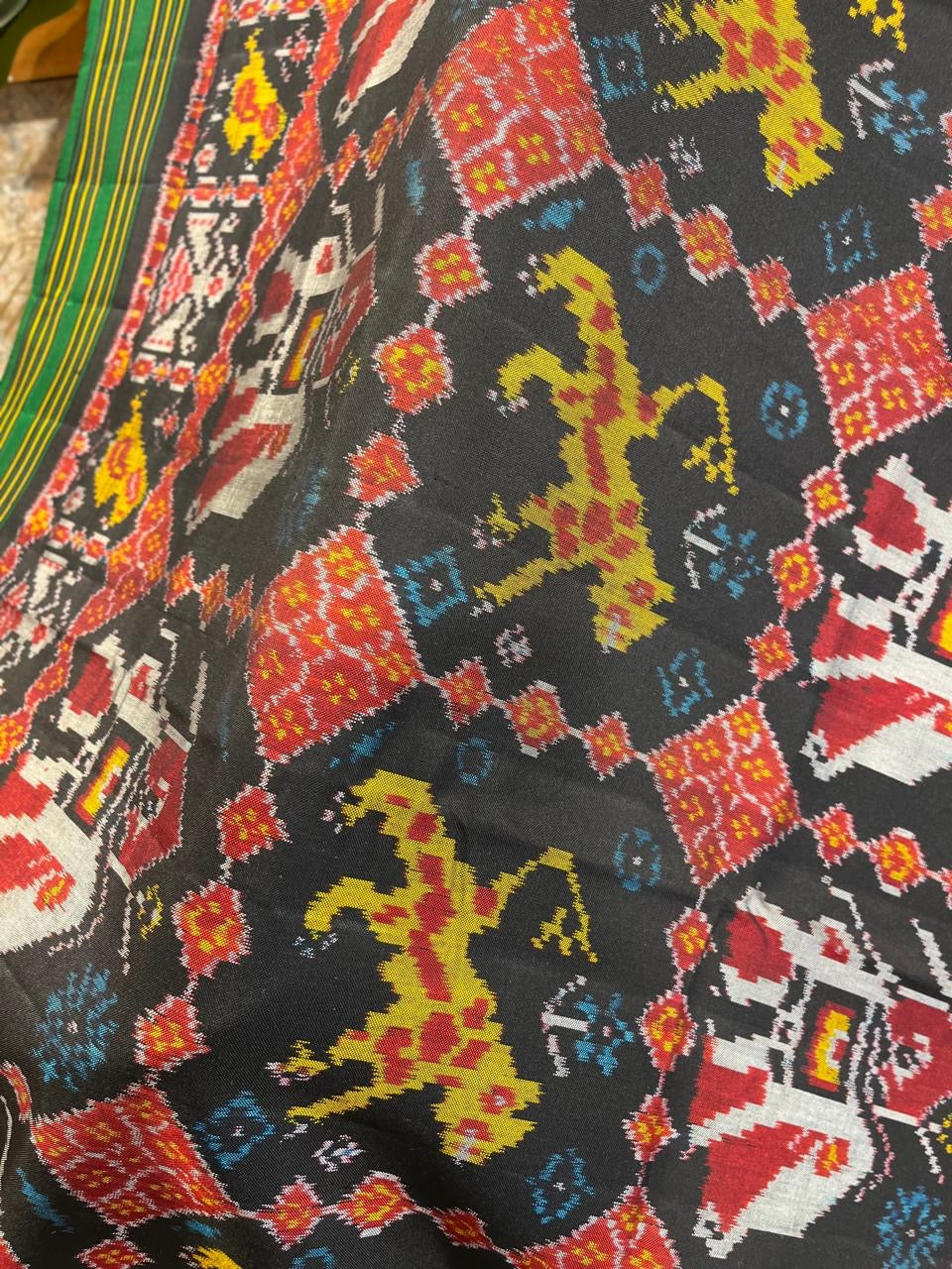 Black and Green Twill ikkat