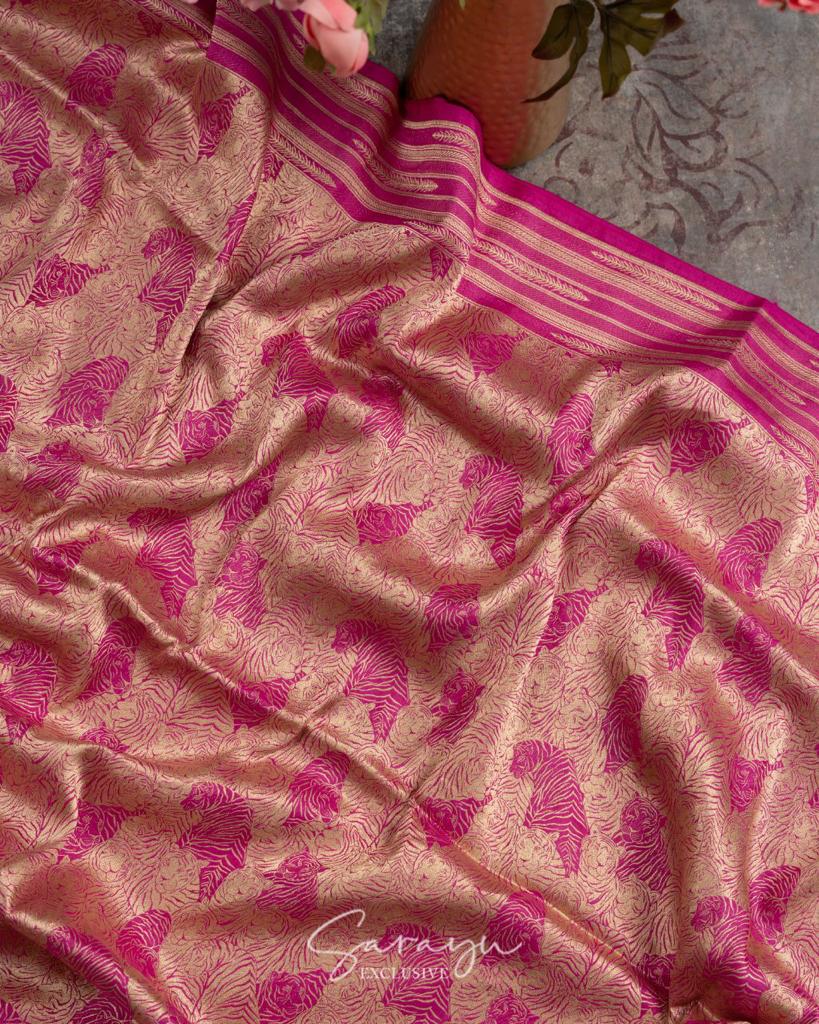 Statement Pink Raw mango Brocade Banarasi silk
