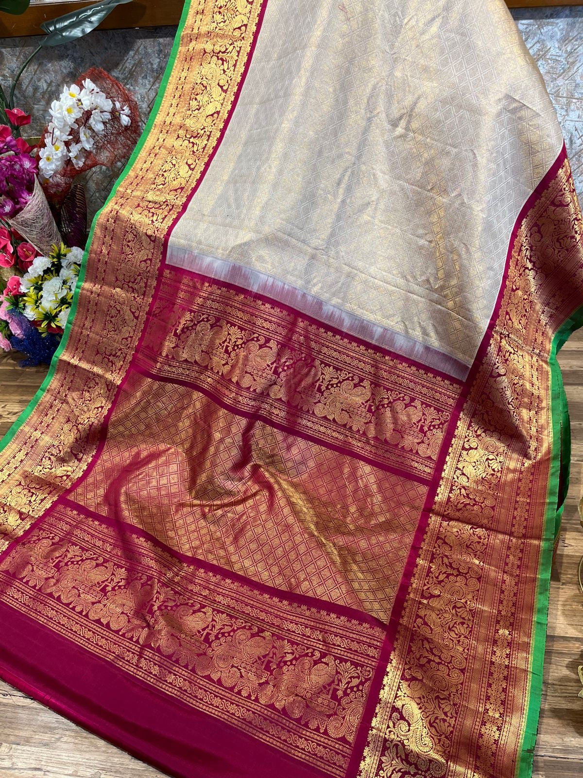 Gadwal all over brocade saree