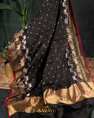 Black Designer Chanderi Pure Silk