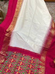 White Ikkat Pattu