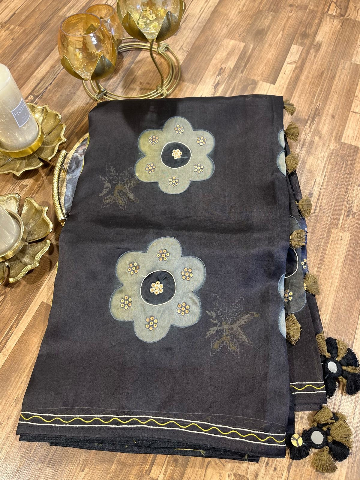 Black Designer Organza