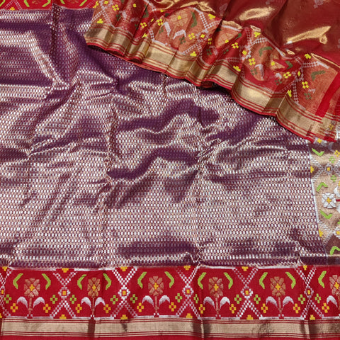 Magenta and Red Designer Exclusive Jamwar Tissue