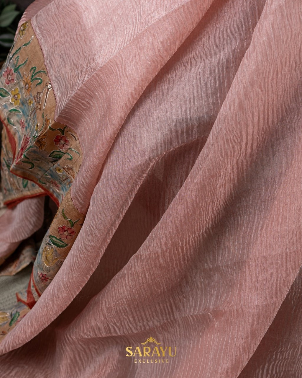 Soft Peach Crushed Pure Organza