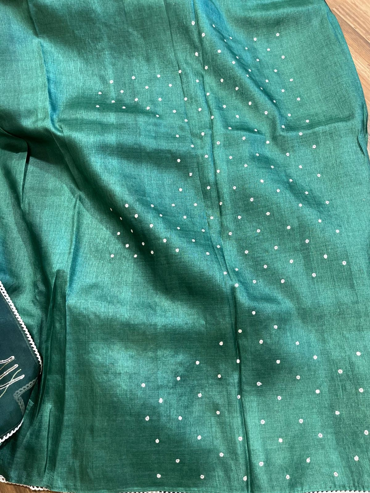 Bottle green Designer Floral Print Pure Organza