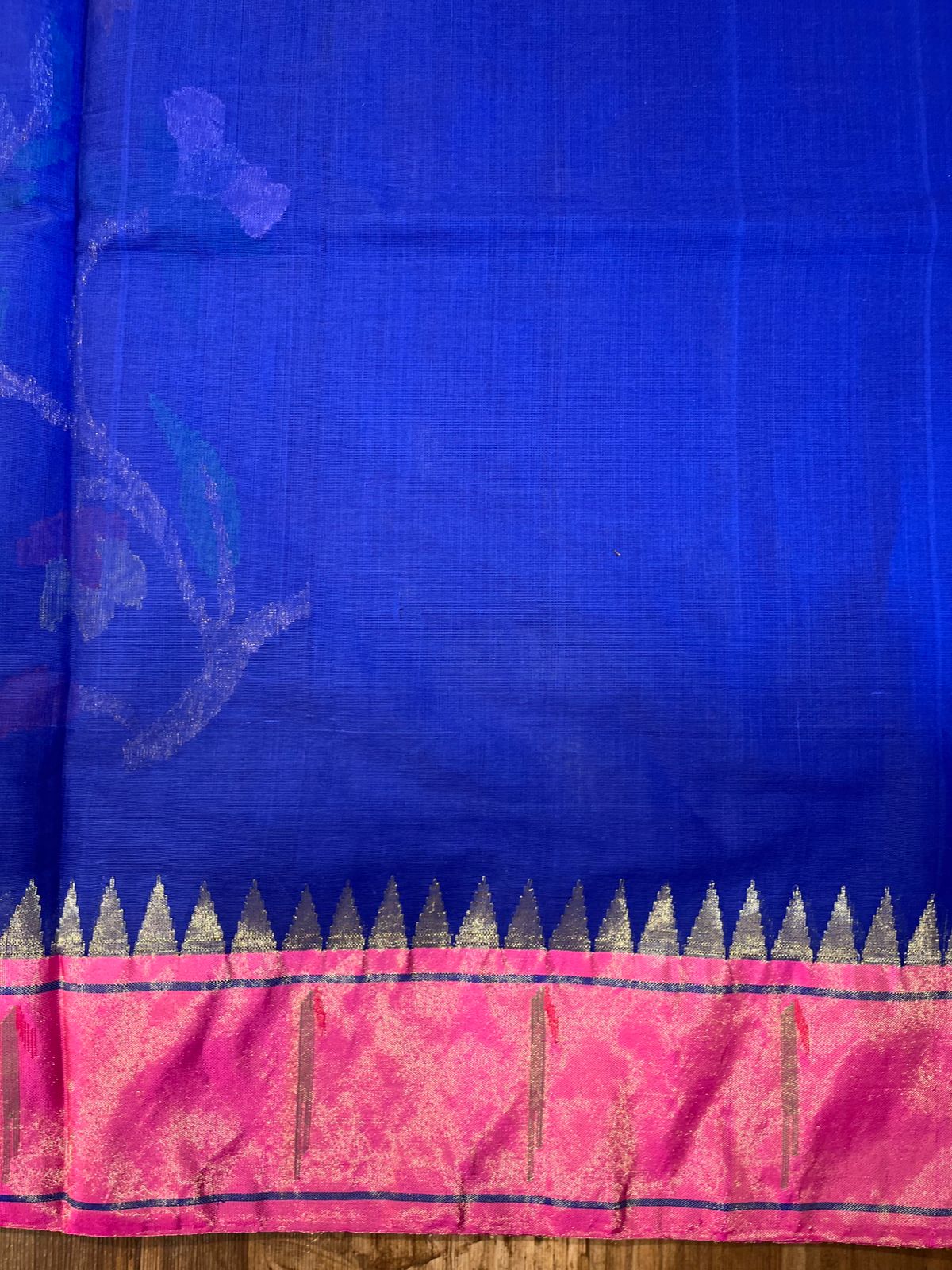 Blue and Pink Tissue Paithani Border