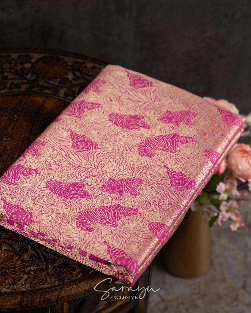 Statement Pink Raw mango Brocade Banarasi silk