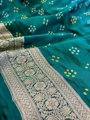 Emerald Green Banarasi Bandhini Georgette