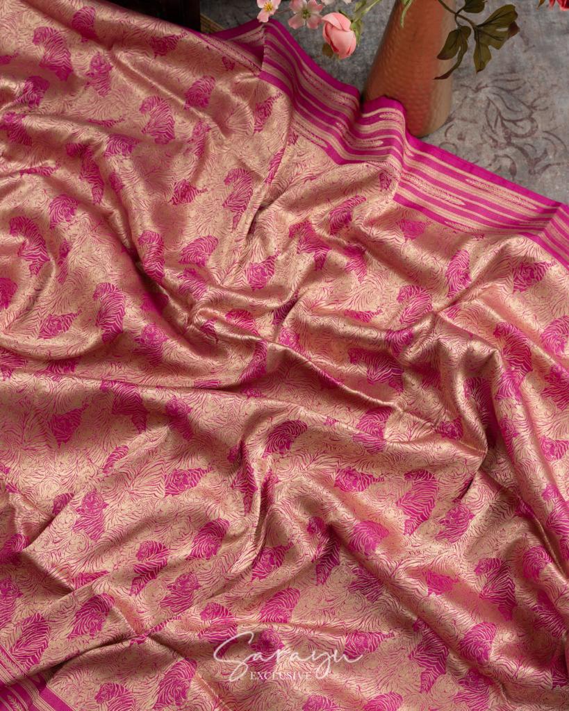 Statement Pink Raw mango Brocade Banarasi silk