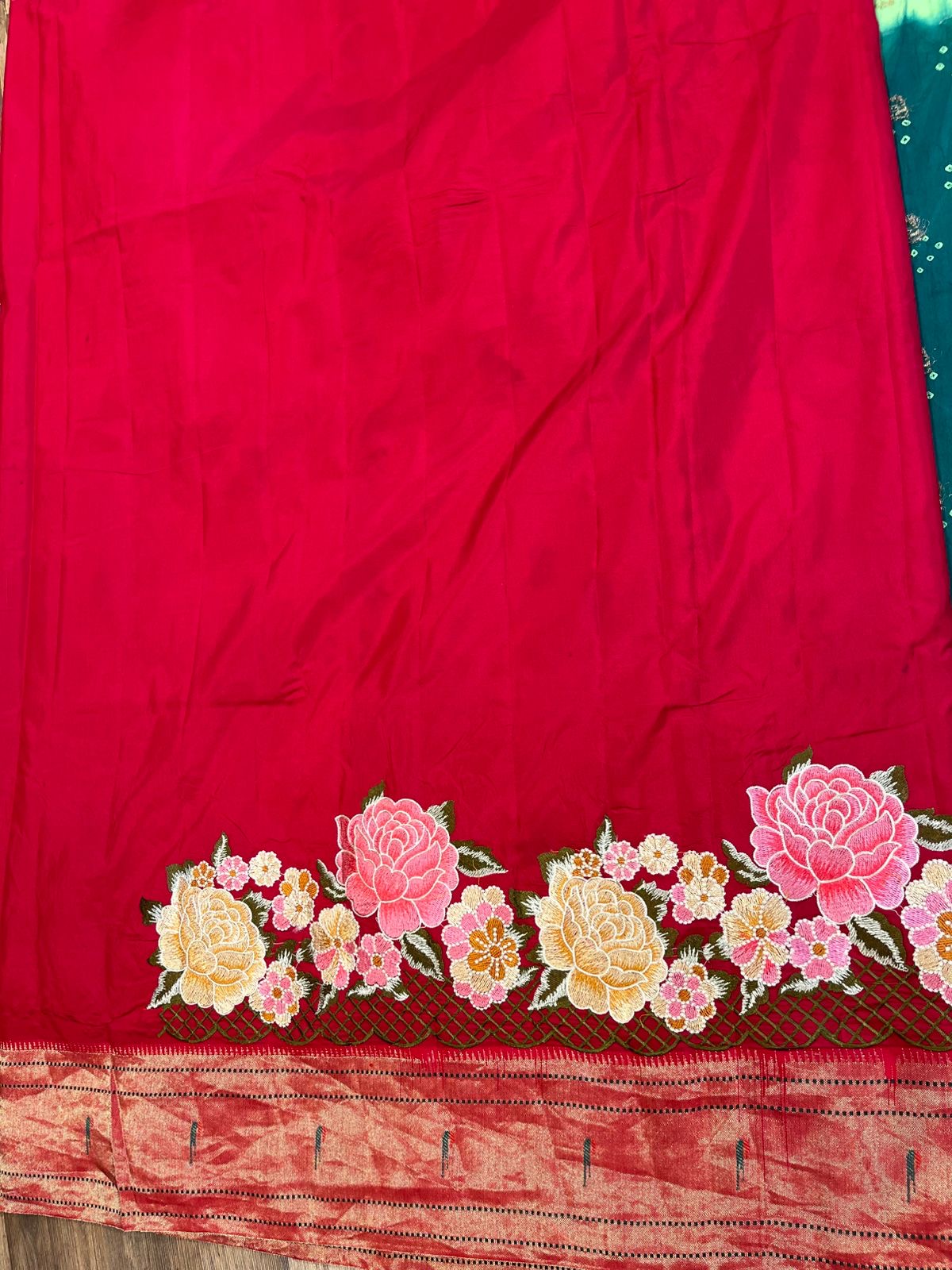 Green Double Border Paithani Bandhini