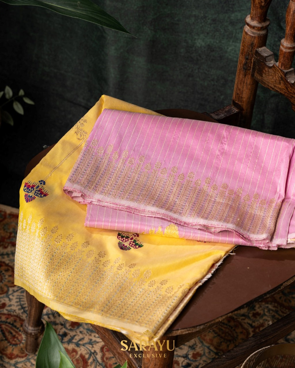 Yellow and Pink Banarasi Rangkat